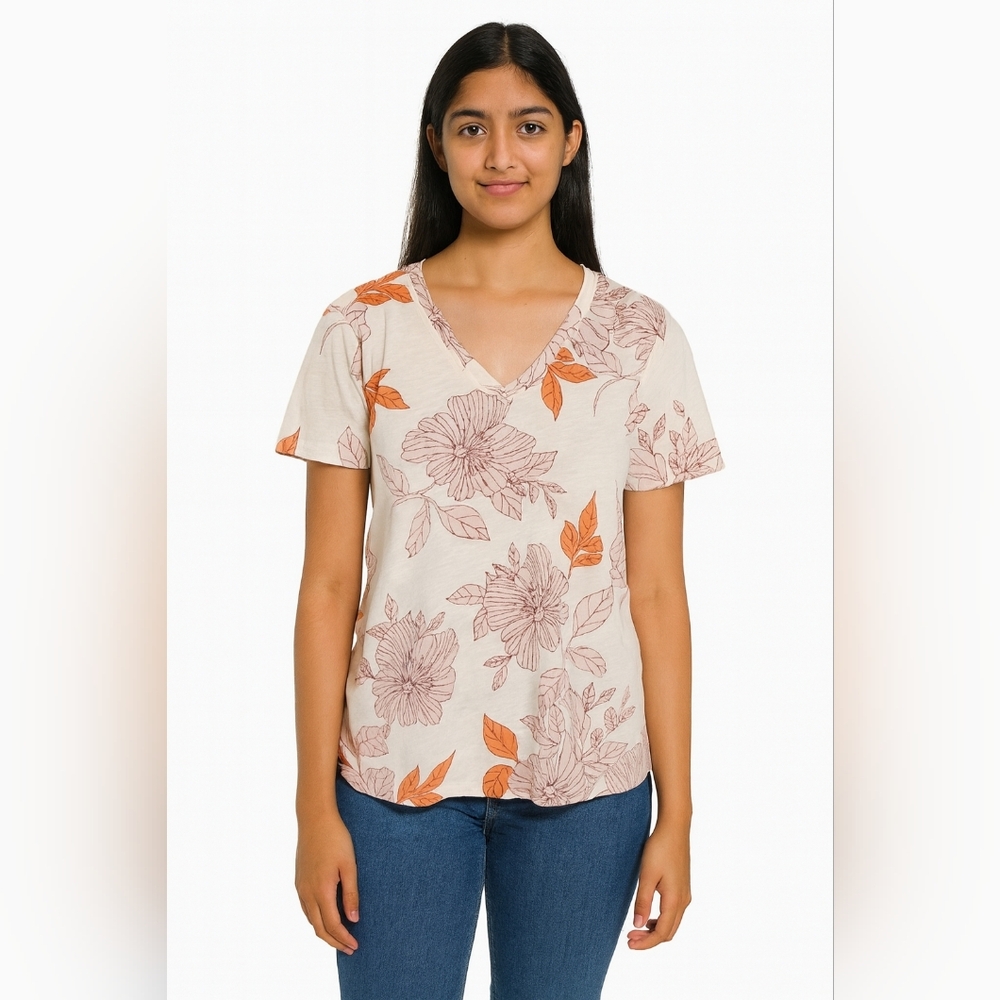 Rachel‎ Roy NWT Floral Spring V Neck Womens Short Sleeve Tee Size 1X